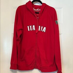 Italia Men’s Full Zip Soccer Hoodie/Jacket Red XL Fleece Casual Athleasure Gym